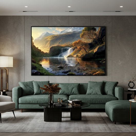 Golden Light Waterfall キャンバスプリント