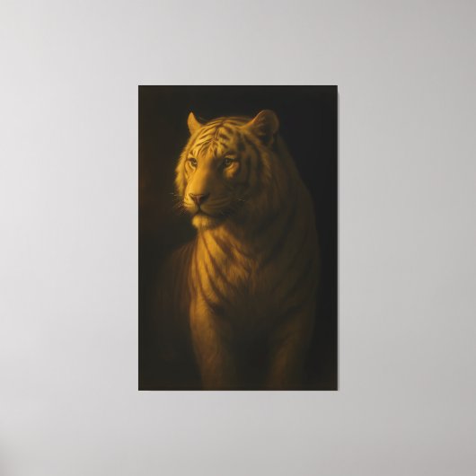 Golden Light White Tiger – Fine Art Portrait キャンバスプリント (正面)