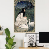 Golden Lilies Art Nouveau Elegance ポスター (ホームオフィス)