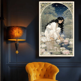 Golden Lilies Art Nouveau Elegance ポスター
