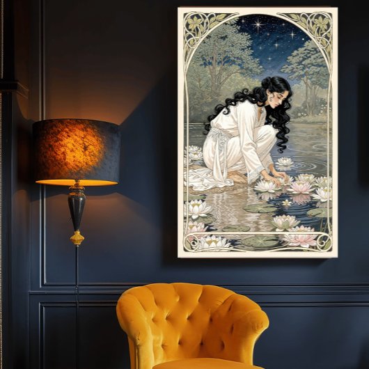 Golden Lilies Art Nouveau Elegance ポスター