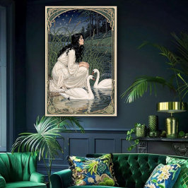 Golden Lilies Art Nouveau Elegance ポスター