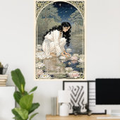 Golden Lilies Art Nouveau Elegance ポスター (ホームオフィス)