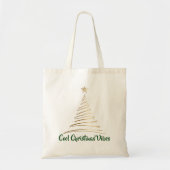 Golden Line Art Christmas Tree トートバッグ (正面)