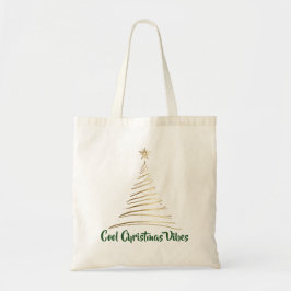 Golden Line Art Christmas Tree トートバッグ