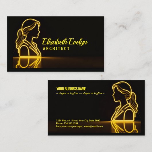 Golden-Lined Grace: A Reflective Silhouette 名刺 (正面/裏面)