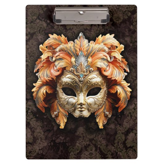 Golden Lion Mask with a Orange Feathers クリップボード (正面)