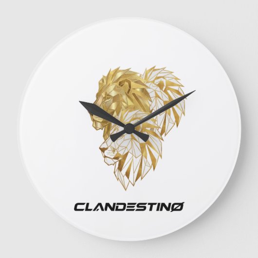 Golden Lion Wall Clock – Majestic Design ラージ壁時計 (正面)