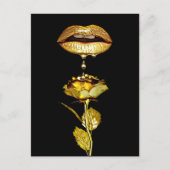 Golden Lips Dripping Liquid Gold Art  ポストカード (正面)