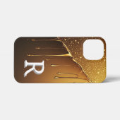 💛 Golden Liquid Drip Glow  Glitter Particle Luxe iPhoneケース (裏面横)