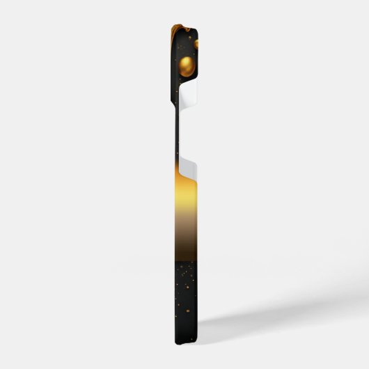 Golden Liquid Drip With Glittering Particles iPhoneケース (左側面)