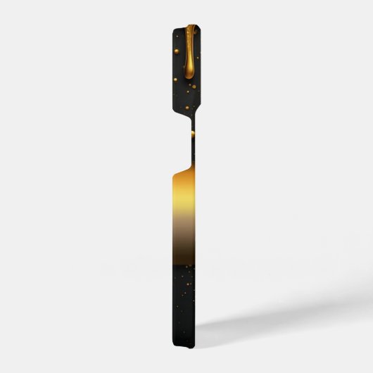 Golden Liquid Drip With Glittering Particles iPhoneケース (右側面)