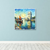 Golden Lisbon Belem Tower Scene Canvas Art キャンバスプリント (インサイチュ (ウッドフロア))