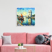 Golden Lisbon Belem Tower Scene Canvas Art キャンバスプリント (インサイチュ (リビング))