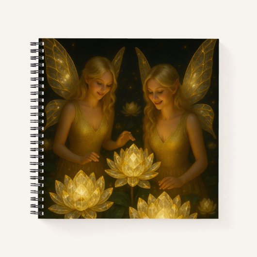 Golden Lotus Fairy Gift Magical Fantasy ノートブック (正面)