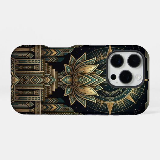 Golden Lotus Flower | iPhone 16 Pro Case iPhoneケース (裏面横)