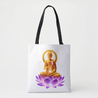 Golden Lotus Meditation Buddha Spiritual Yoga Desi トートバッグ