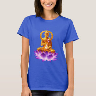 Golden Lotus Meditation Buddha Spiritual Yoga Desi Tシャツ