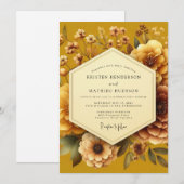 Golden Luminous Flora Wedding 招待状 (正面/裏面)