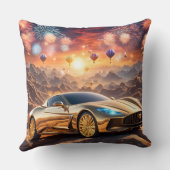 golden luxury car in a desert landscape クッション (裏面)