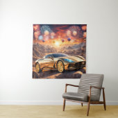 golden luxury car in a desert landscape タペストリー (インサイチュ)