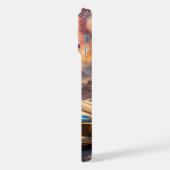 golden luxury car in a desert landscape iPhoneケース (左側面)