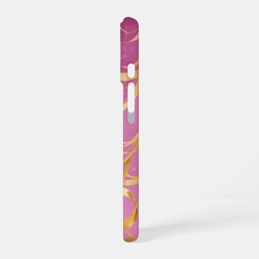 Golden Magic Ribbons Phone Case iPhone 16ケース (左側面)