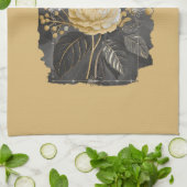 Golden Magical Floral Bouquet in Silver Frame キッチンタオル (折り畳み)