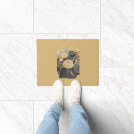 Golden Magical Floral Bouquet in Silver Frame ドアマット