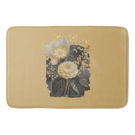 Golden Magical Floral Bouquet in Silver Frame バスマット