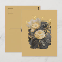 Golden Magical Floral Bouquet in Silver Frame ポストカード