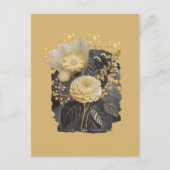 Golden Magical Floral Bouquet in Silver Frame ポストカード (正面)