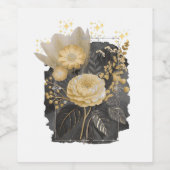 Golden Magical Floral Bouquet in Silver Frame ワインラベル (シングルラベル)
