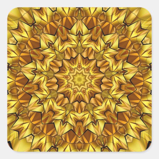 Golden Mandala Antique Abstract Design-63495 スクエアシール (正面)