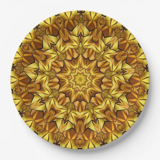 Golden Mandala Antique Abstract Design-63495 ペーパープレート (正面)