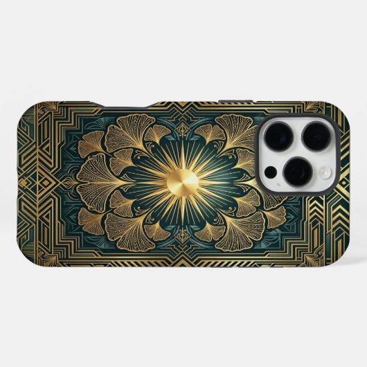 Golden Mandala Bloom | Gold iPhone 16 Pro Max case iPhoneケース (裏面横)