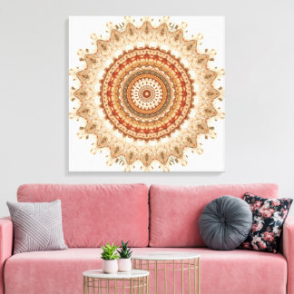 Golden Mandala – Boho Spiritual Geometry Wall Art キャンバスプリント