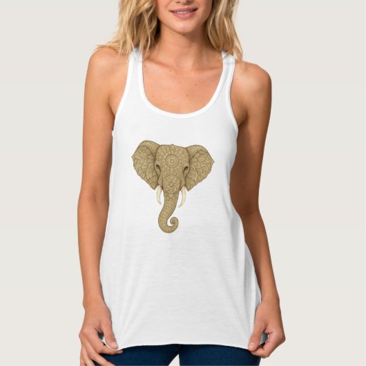 Golden Mandala Elephant - Boho Graphic Art Print タンクトップ (正面)