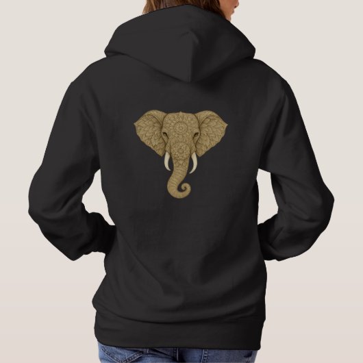 Golden Mandala Elephant - Boho Graphic Art Print パーカ (裏面)