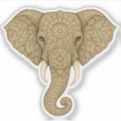 Golden Mandala Elephant Boho - Graphic Art Vinyl シール (正面)