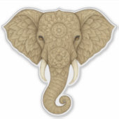 Golden Mandala Elephant Boho - Graphic Art Vinyl シール (正面)