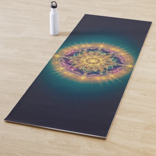 Golden Mandala Glow on Teal – Spiritual Sacred ヨガマット (インサイチュ)