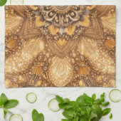 Golden Mandala Kaleidoscope Pattern Kitchen Towel キッチンタオル (折り畳み)