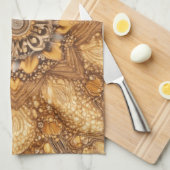Golden Mandala Kaleidoscope Pattern Kitchen Towel キッチンタオル (四つ折り)