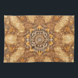 Golden Mandala Kaleidoscope Pattern Kitchen Towel キッチンタオル<br><div class="desc">Elegant golden kaleidoscope mandala pattern on a stylish kitchen towel.
Perfect for modern kitchens, cozy homes and lovers of ornamental designs.
A beautiful decorative accent that combines art, symmetry and warm golden tones.</div>