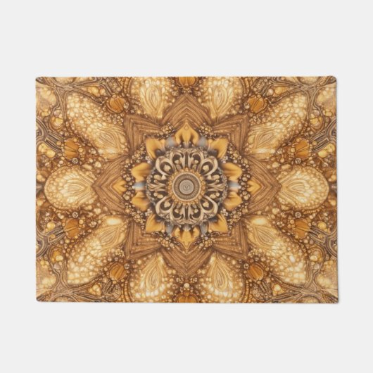 Golden Mandala Kaleidoscope Pattern Towel ドアマット (正面)