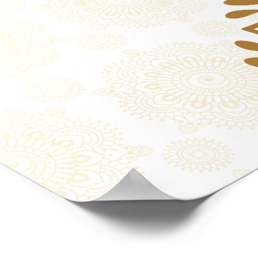 Golden mandala Mehndi personalized welcome ポスター (角)