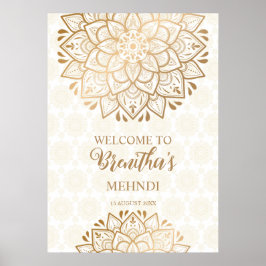 Golden mandala Mehndi personalized welcome ポスター