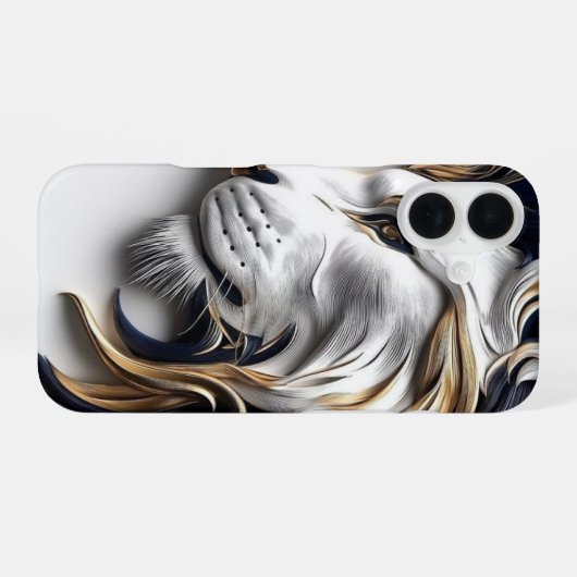 Golden Mane Lion – Luxury Power iPhone 16BackCover iPhone 16ケース (裏面横)