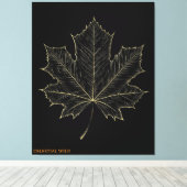 Golden Maple Leaf Botanical Art Canvas Gift キャンバスプリント (インサイチュ (ウッドフロア))